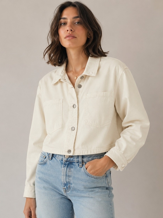 Z Supply Jackets & Blazers - Z Supply Women's Cropped Cream Denim Jacket - NWT